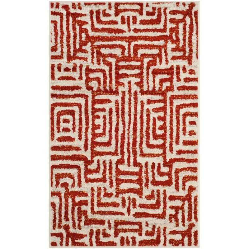 SAFAVIEH Amsterdam Ivory/Terracotta Doormat 3 ft. x 5 ft. Geometric Area Rug AMS106B-3