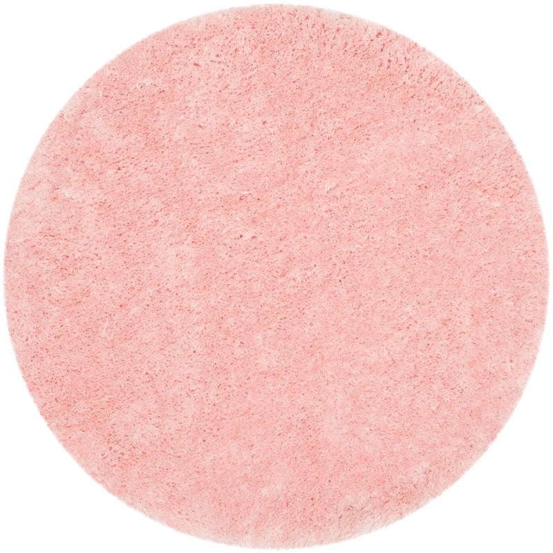 SAFAVIEH Arctic Shag Pink 5 ft. x 5 ft. Round Solid Area Rug SG270P-5R