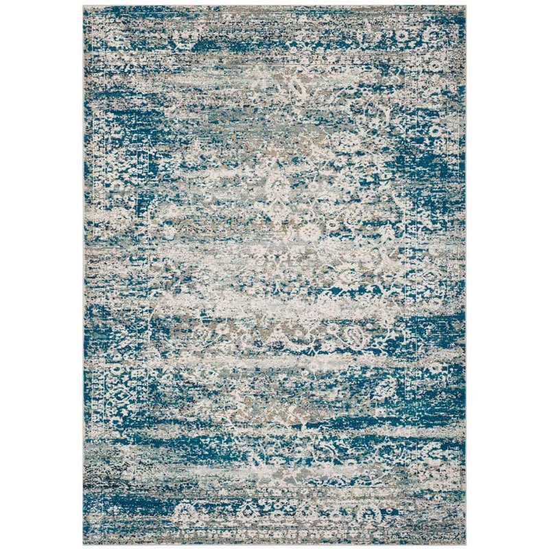 SAFAVIEH Aria Blue/Cream 8 ft. x 10 ft. Border Area Rug ARA156B-8