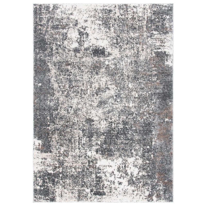 SAFAVIEH Aston Gray/Ivory Doormat 3 ft. x 5 ft. Distressed Abstract Area Rug ASN705F-3