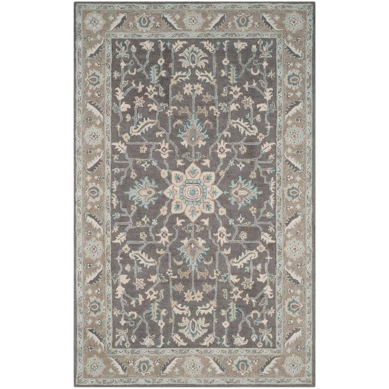 SAFAVIEH Blossom Dark Grey/Light Brown 5 ft. x 8 ft. Border Area Rug BLM217A-5