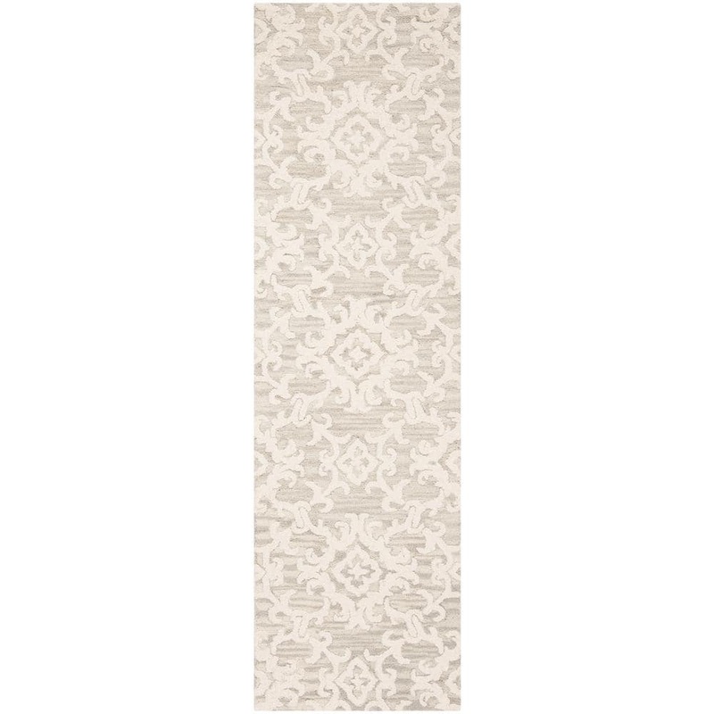 SAFAVIEH Blossom Gray/Ivory 2 ft. x 10 ft. Floral Antique Runner Rug BLM104A-210