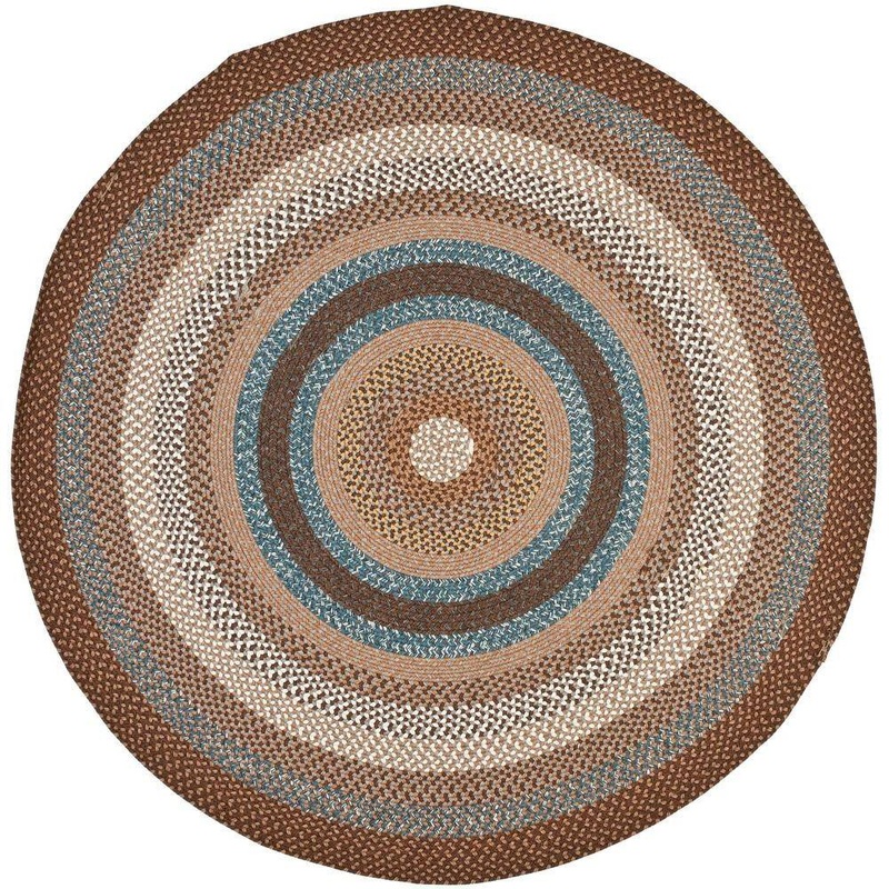 SAFAVIEH Braided Brown/Multi 8 ft. x 8 ft. Round Border Area Rug BRD313A-8R