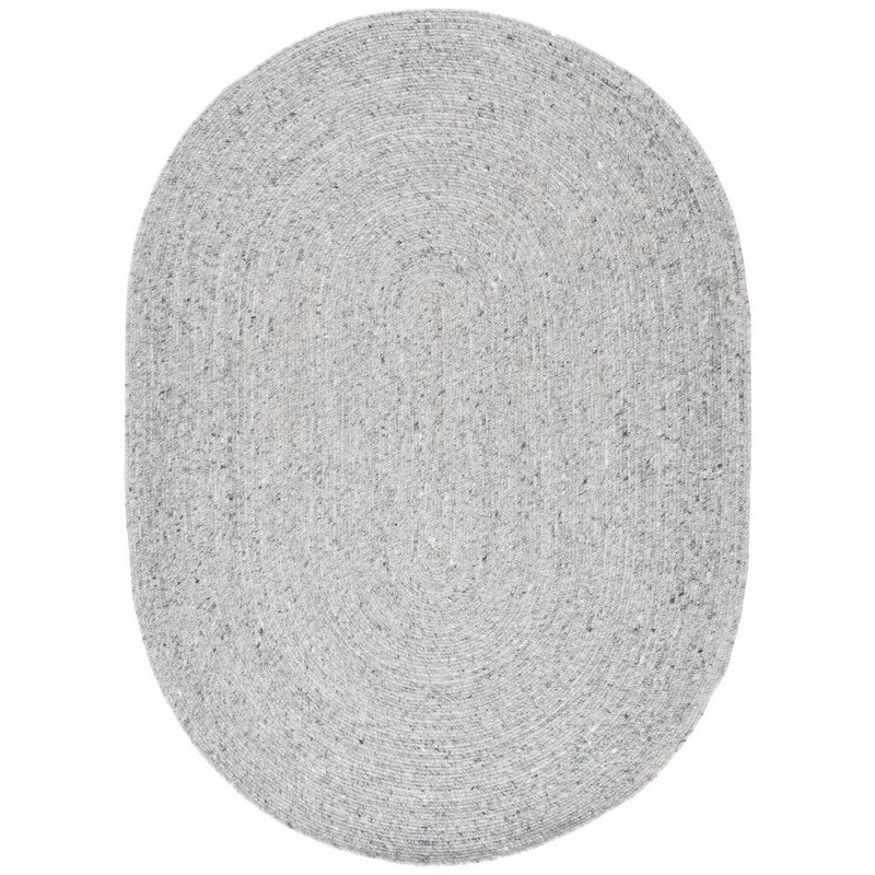 SAFAVIEH Braided Gray 6 ft. x 9 ft. Oval Speckled Solid Color Area Rug BRD901F-6OV