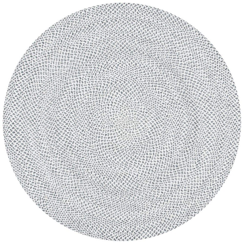 SAFAVIEH Braided Gray/Ivory 9 ft. x 9 ft. Round Solid Area Rug BRD801F-9R