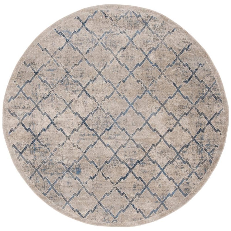 SAFAVIEH Brentwood Light Gray/Blue 7 ft. x 7 ft. Round Border Distressed Area Rug BNT809G-7R