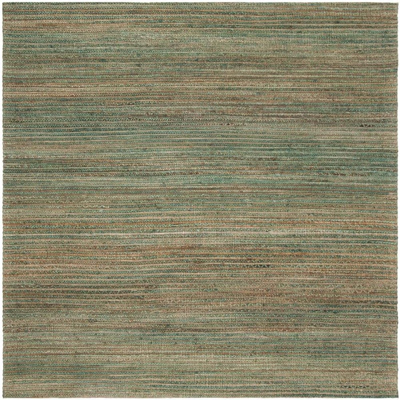 SAFAVIEH Cape Cod Sage/Natural 6 ft. x 6 ft. Square Striped Area Rug CAP503B-6SQ