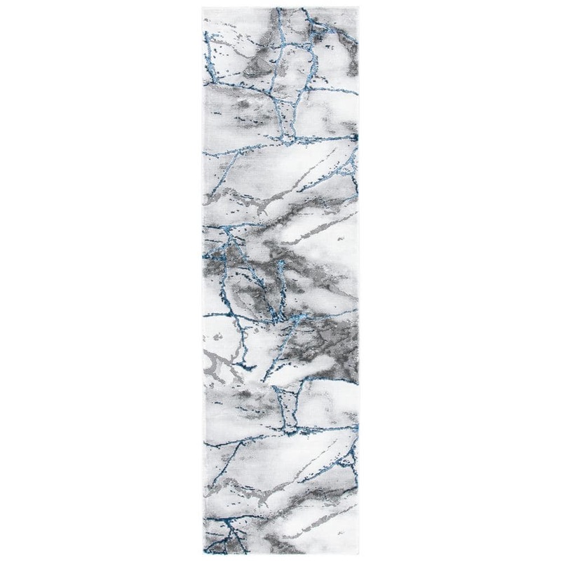 SAFAVIEH Craft Ivory Gray/Blue 2 ft. x 10 ft. Distressed Abstract Runner Rug CFT877M-210