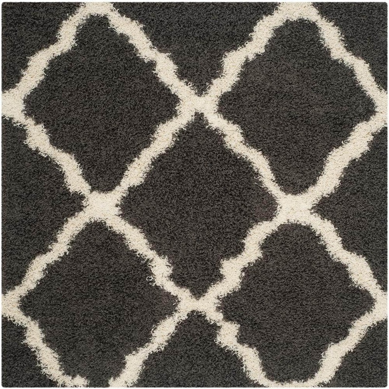 SAFAVIEH Dallas Shag Dark Gray/Ivory 6 ft. x 6 ft. Square Geometric Area Rug SGD257A-6SQ