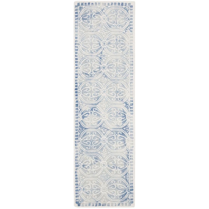 SAFAVIEH Dip Dye Blue/Ivory 2 ft. x 8 ft. Vintage Floral Runner Rug DDY211M-28