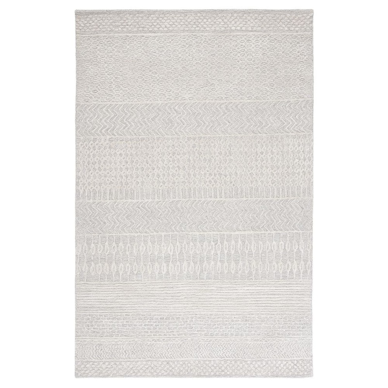 SAFAVIEH Glamour Gray/Ivory Doormat 3 ft. x 5 ft. Geometric Area Rug GLM538F-3