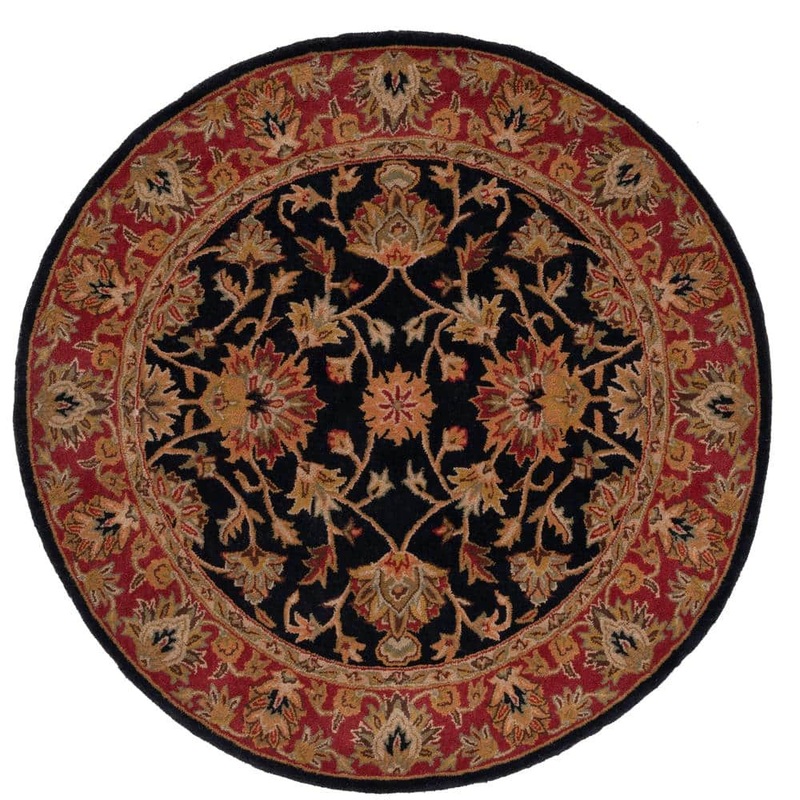 SAFAVIEH Heritage Black/Red 5 ft. x 5 ft. Round Border Area Rug HG112A-5R