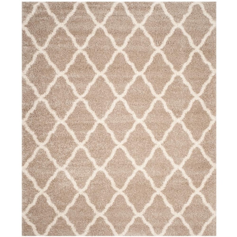 SAFAVIEH Hudson Shag Beige/Ivory 9 ft. x 12 ft. Geometric Diamond Trellis Area Rug SGH283S-9