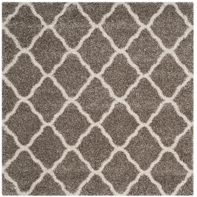 SAFAVIEH Hudson Shag Gray/Ivory 7 ft. x 7 ft. Square Trellis Area Rug SGH283B-7SQ