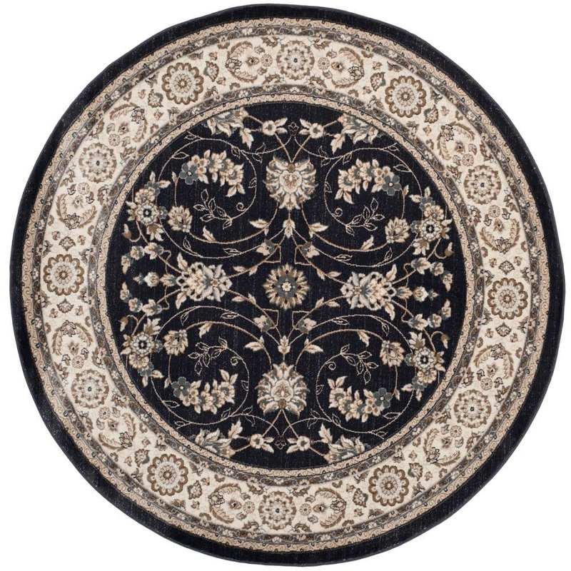 SAFAVIEH Lyndhurst Anthracite/Cream 7 ft. x 7 ft. Round Border Area Rug LNH340D-7R