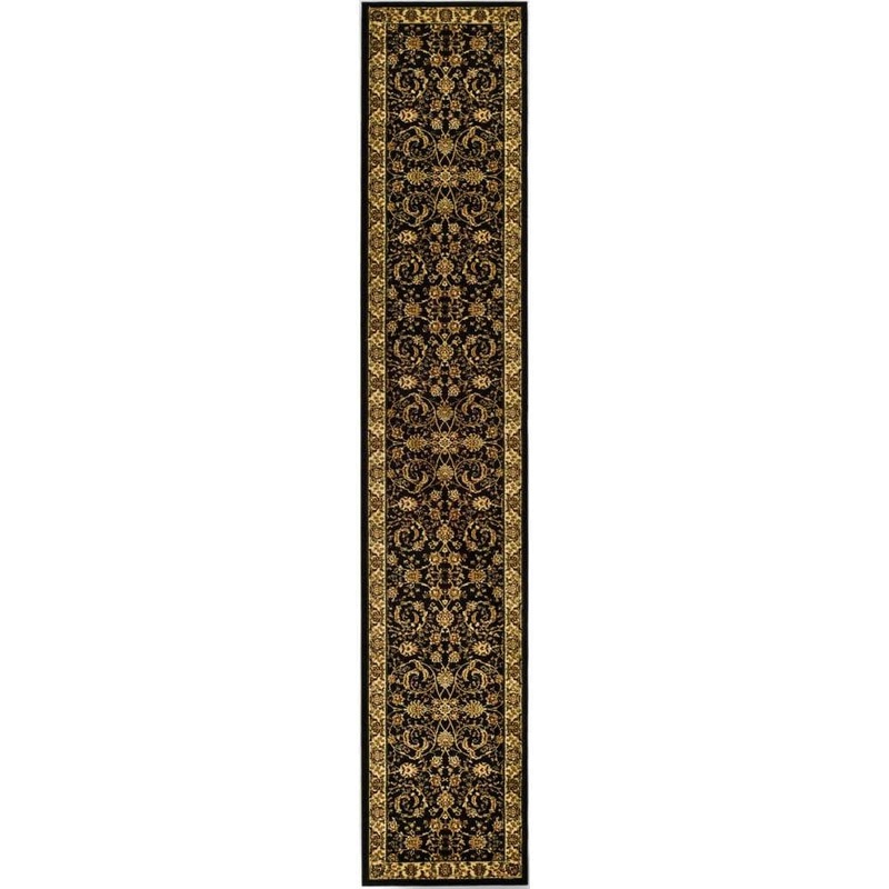 SAFAVIEH Lyndhurst Black/Ivory 2 ft. x 12 ft. Antique Floral Border Runner Rug LNH219A-212