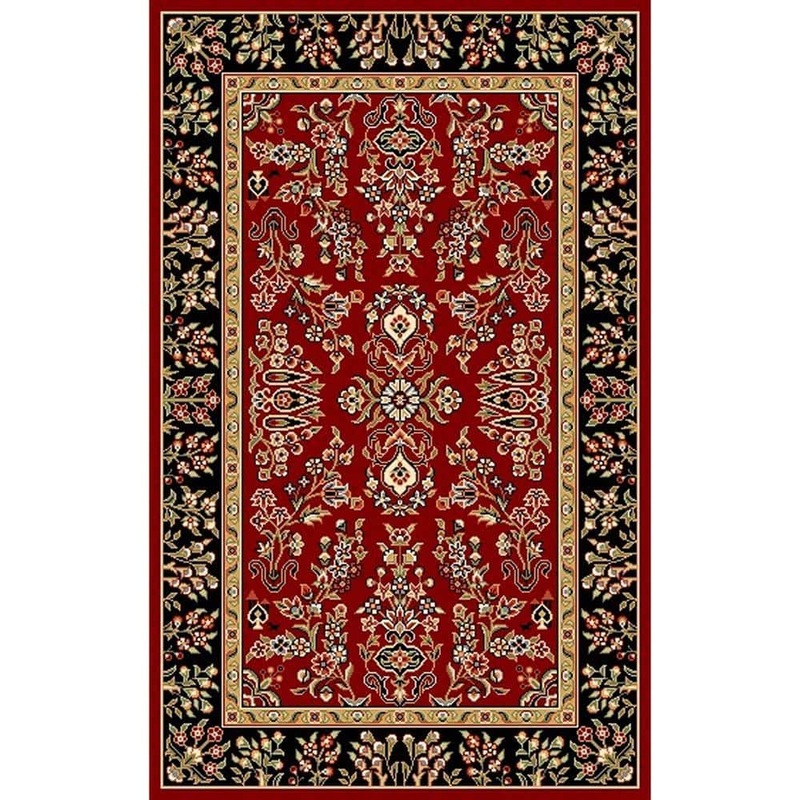 SAFAVIEH Lyndhurst Red/Black Doormat 3 ft. x 5 ft. Border Antique Floral Area Rug LNH331B-3