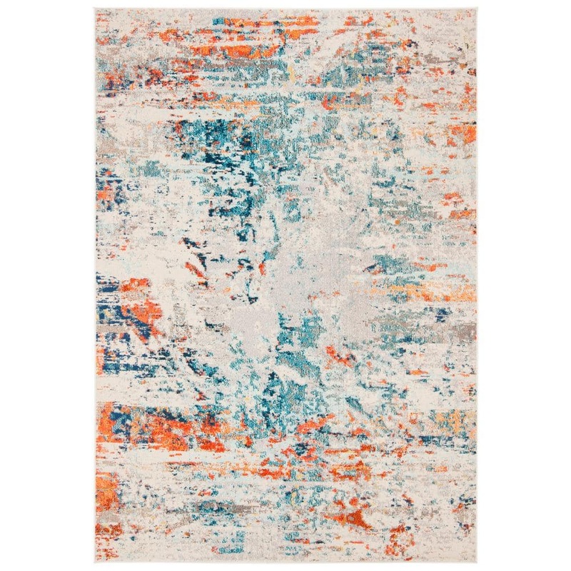 SAFAVIEH Madison Cream/Orange 4 ft. x 6 ft. Geometric Area Rug MAD478B-4