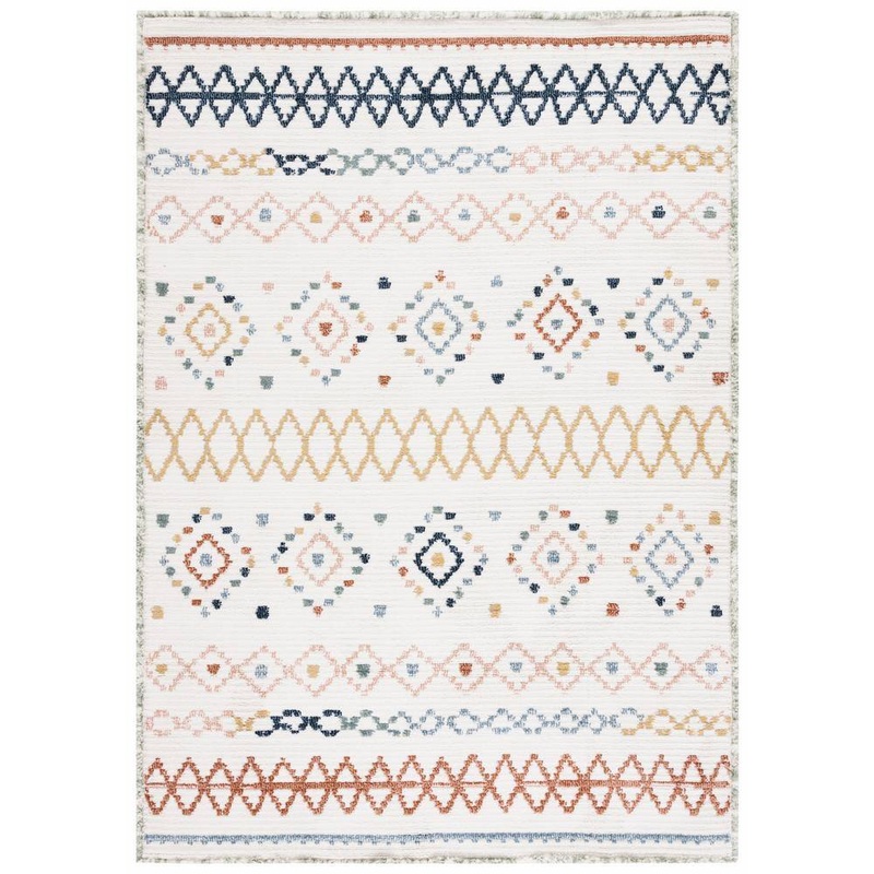 SAFAVIEH Marrakesh Ivory/Multi 8 ft. x 10 ft. Geometric Striped Area Rug MRK612A-8