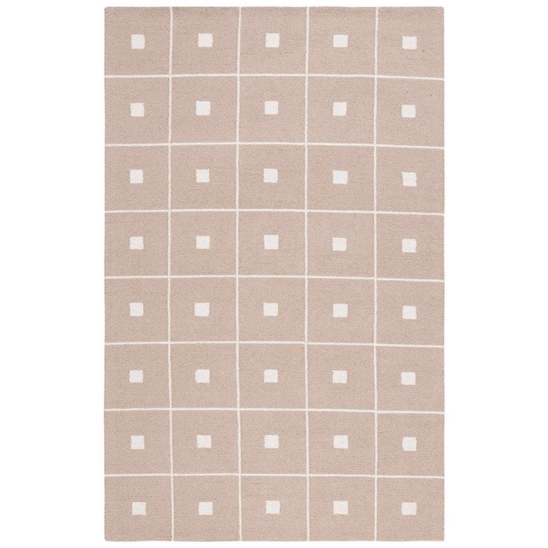 SAFAVIEH Martha Stewart Beige/Ivory 4 ft. x 6 ft. Geometric Squares Area Rug MSR3361A-4