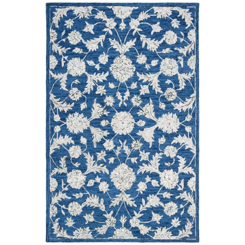 SAFAVIEH Micro-Loop Navy/Grey 4 ft. x 6 ft. Geometric Area Rug MLP506N-4