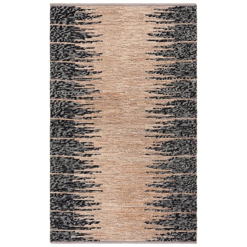 SAFAVIEH Natural Fiber Beige/Black 5 ft. x 8 ft. Transition Marle Area Rug NF953A-5