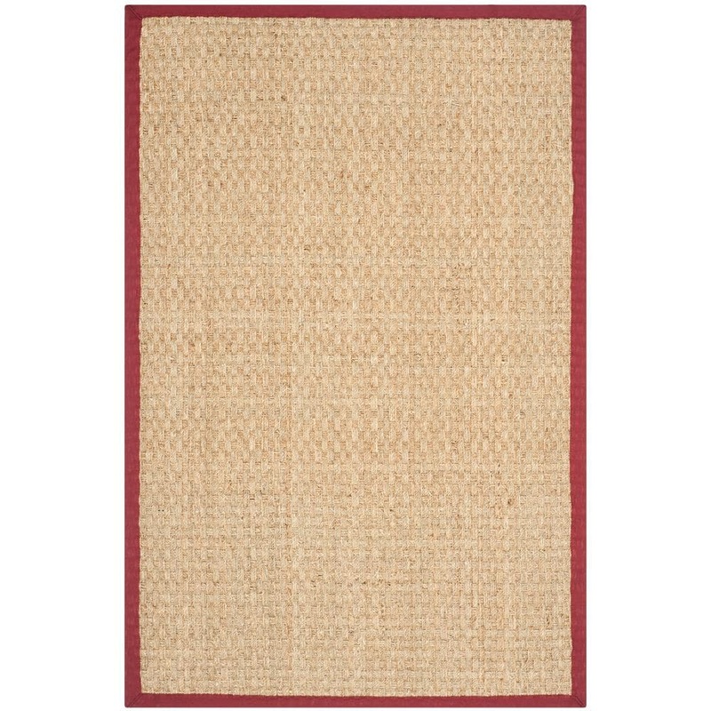 SAFAVIEH Natural Fiber Beige/Red Doormat 2 ft. x 3 ft. Border Area Rug NF114D-2