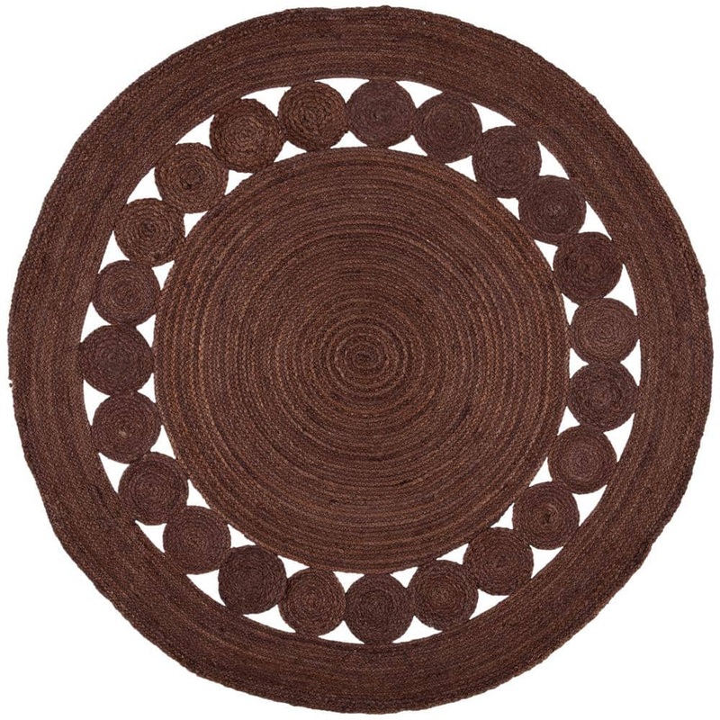 SAFAVIEH Natural Fiber Brown 5 ft. x 5 ft. Border Woven Round Area Rug NF364T-5R