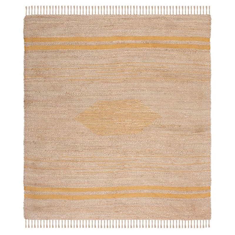 SAFAVIEH Natural Fiber Gold/Beige 7 ft. x 7 ft. Woven Geometric Square Area Rug NF121D-7SQ