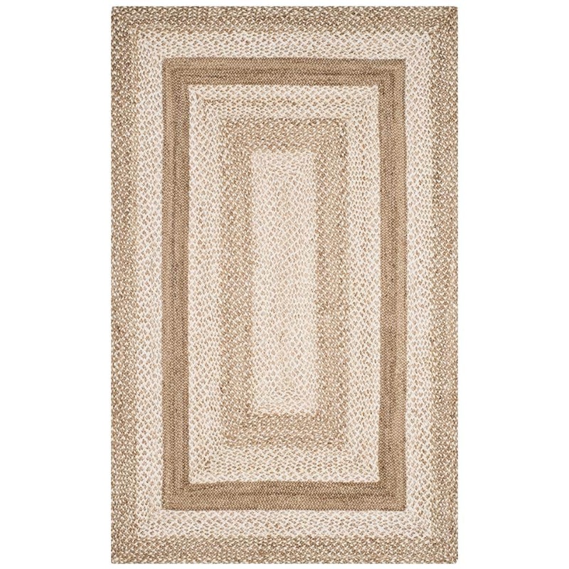 SAFAVIEH Natural Fiber Gray/Ivory 6 ft. x 9 ft. Border Area Rug NF884F-6