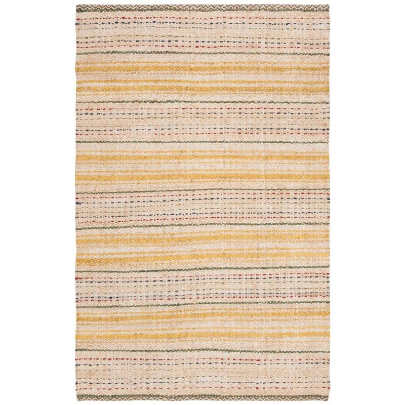 SAFAVIEH Natural Fiber Ivory/Gold 6 ft. x 9 ft. Striped Area Rug NF202A-6
