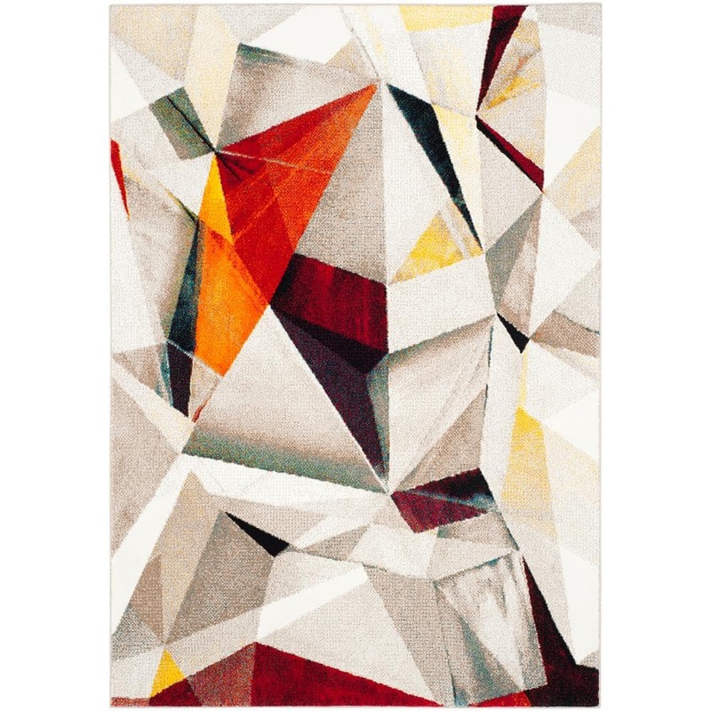 SAFAVIEH Porcello Light Gray/Orange 7 ft. x 9 ft. Abstract Area Rug PRL6940F-6