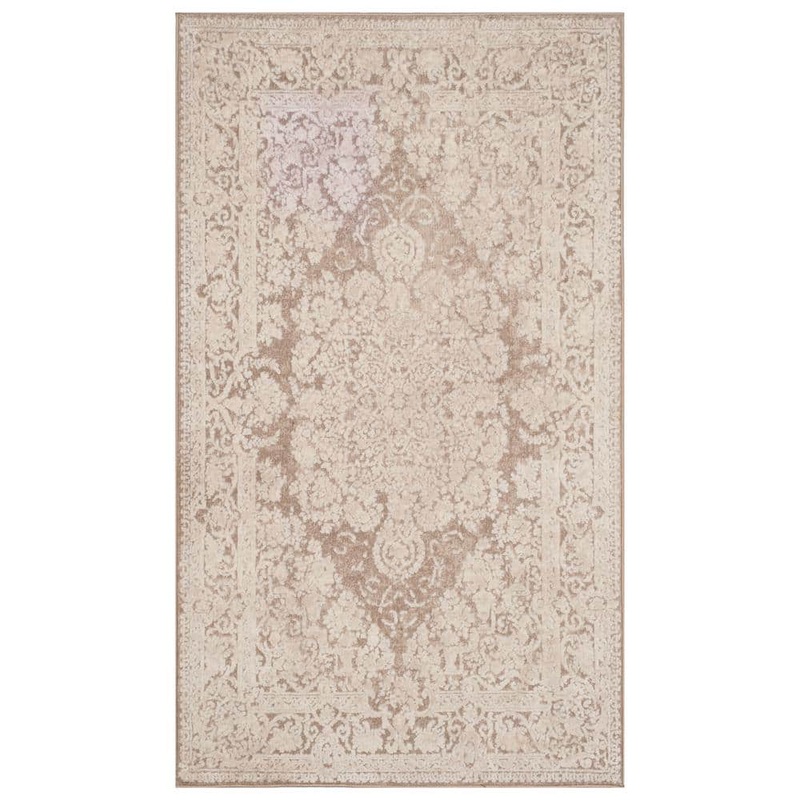 SAFAVIEH Reflection Beige/Cream Doormat 3 ft. x 5 ft. Floral Border Area Rug RFT664A-3