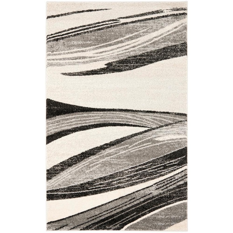 SAFAVIEH Retro Light Gray/Ivory 6 ft. x 9 ft. Striped Area Rug RET2691-7912-6