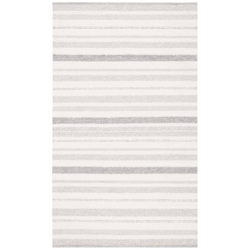 SAFAVIEH Striped Kilim Ivory Grey 9 ft. x 12 ft. Striped Area Rug STK501A-9