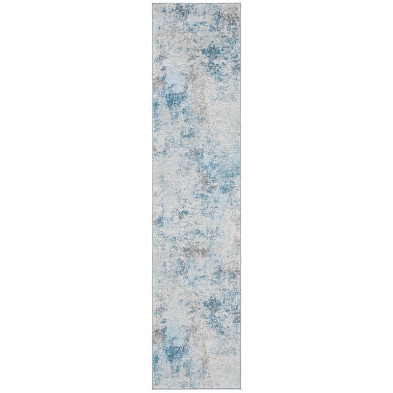 SAFAVIEH Tulum Ivory/Blue 2 ft. x 9 ft. Rustic Distressed Runner Rug TUL209A-29