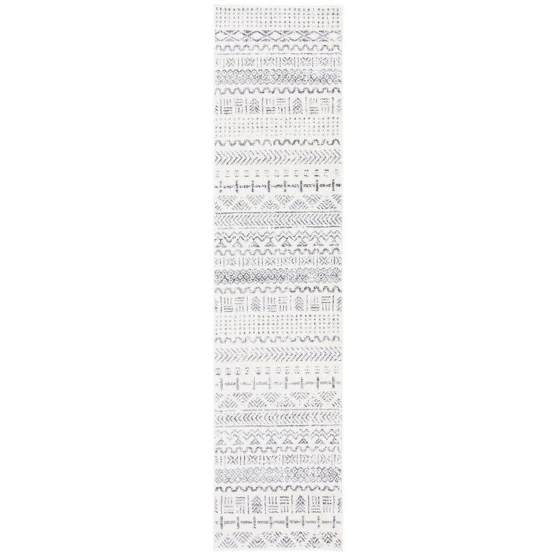 SAFAVIEH Tulum Ivory/Gray 2 ft. x 9 ft. Tribal Striped Runner Rug TUL624A-29