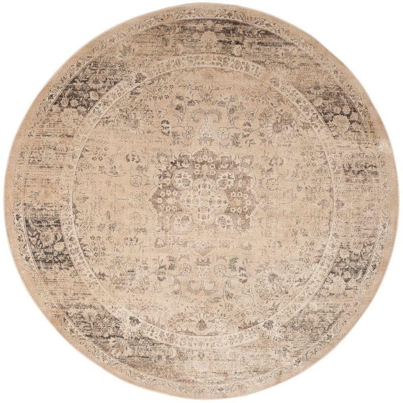 SAFAVIEH Vintage Warm Beige 6 ft. x 6 ft. Round Border Area Rug VTG113-660-6R