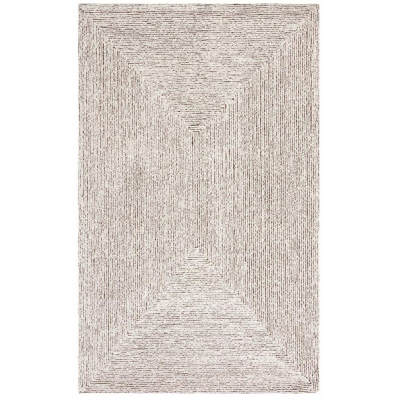 SAFAVIEH Abstract Ivory/Black 5 ft. x 8 ft. Concentric Geometric Area Rug ABT609A-5