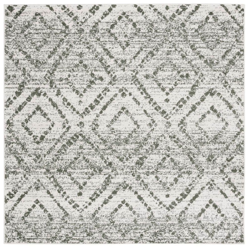 SAFAVIEH Adirondack Ivory/Dark Green 6 ft. x 6 ft. Multi-Diamonds Square Area Rug ADR131W-6SQ