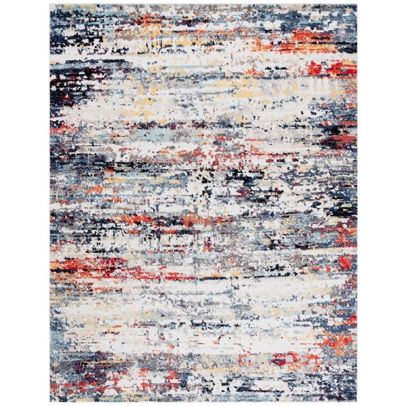 SAFAVIEH Adirondack Ivory/Navy 8 ft. x 10 ft. Rust Bold Eclectic Area Rug ADR290A-8