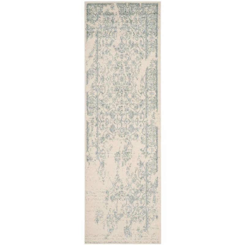SAFAVIEH Adirondack Ivory/Slate 3 ft. x 12 ft. Border Runner Rug ADR101S-212