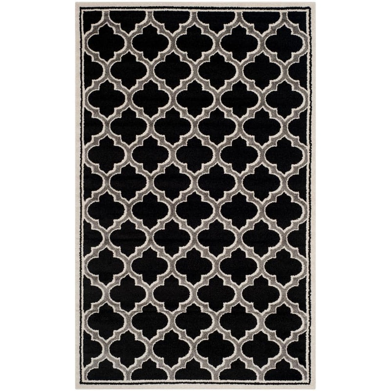 SAFAVIEH Amherst Anthracite/Ivory 4 ft. x 6 ft. Geometric Quatrefoil Area Rug AMT412G-4