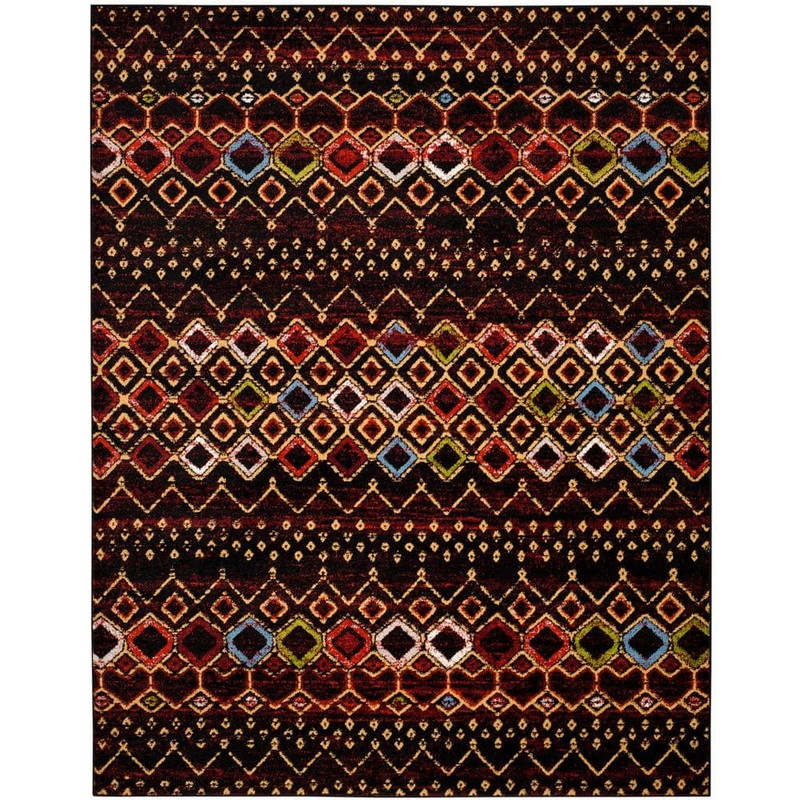 SAFAVIEH Amsterdam Black/Multi 9 ft. x 12 ft. Geometric Area Rug AMS108P-9