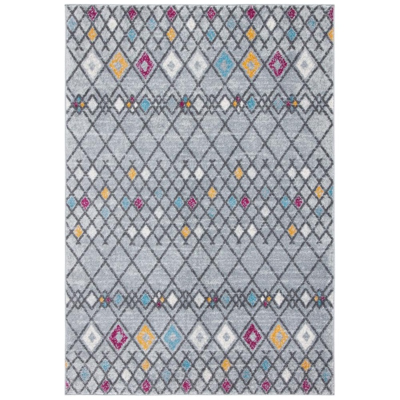 SAFAVIEH Amsterdam Gray/Light Gray Doormat 3 ft. x 5 ft. Geometric;Trellis Area Rug AMS115G-3