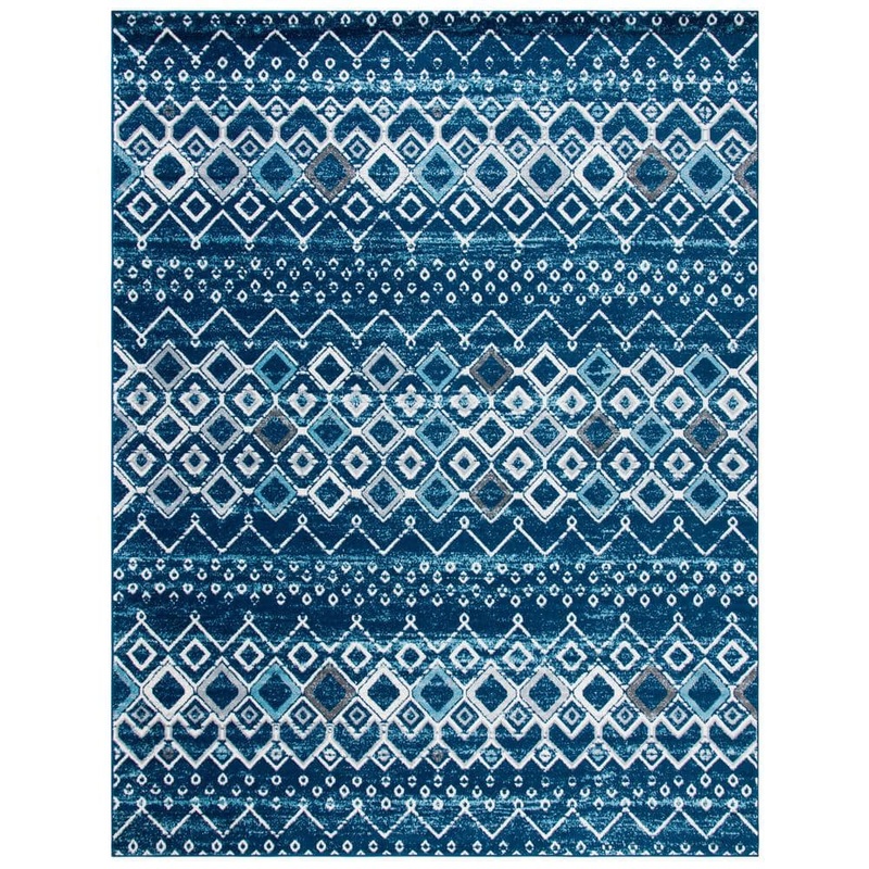 SAFAVIEH Amsterdam Navy/Beige 8 ft. x 10 ft. Multi-Diamonds Chevron Area Rug AMS108N-8