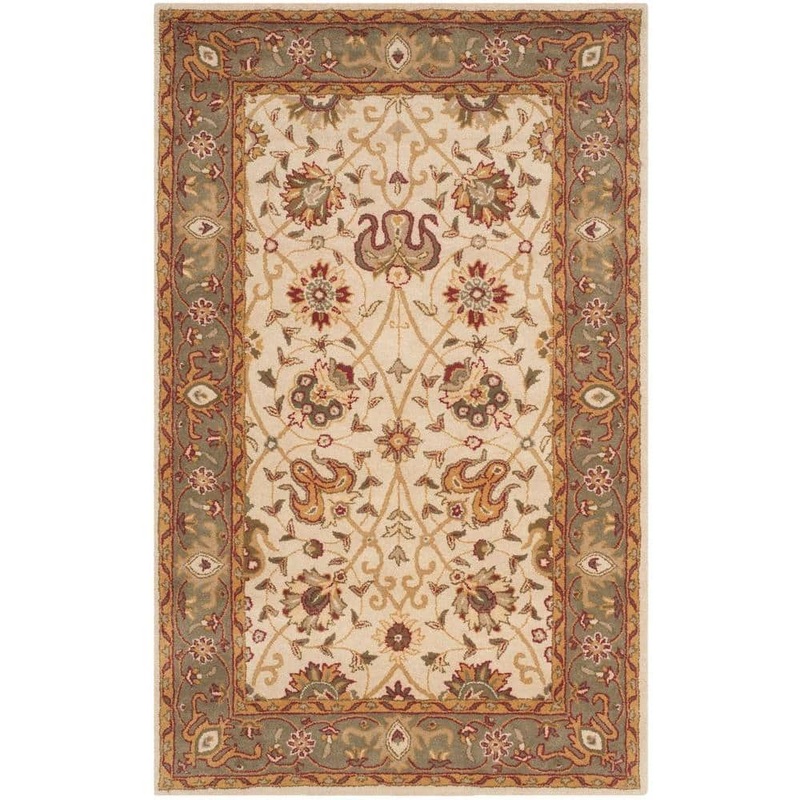 SAFAVIEH Antiquity Ivory Doormat 3 ft. x 5 ft. Border Speckled Area Rug AT21F-3