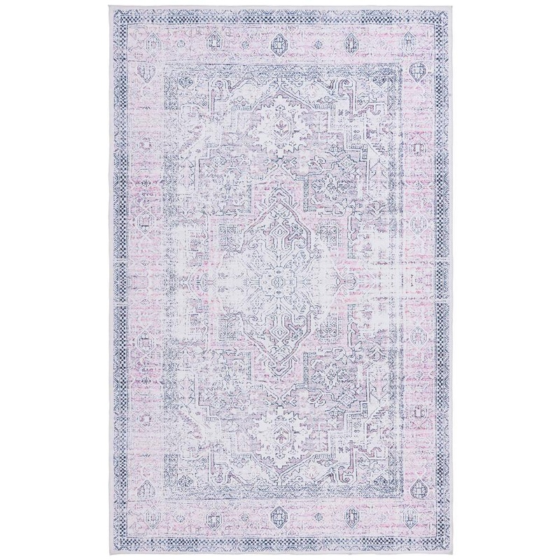 SAFAVIEH Arizona Pink/Beige 8 ft. x 10 ft. Distressed Border Ornate Machine Washable Area Rug ARZ223U-8