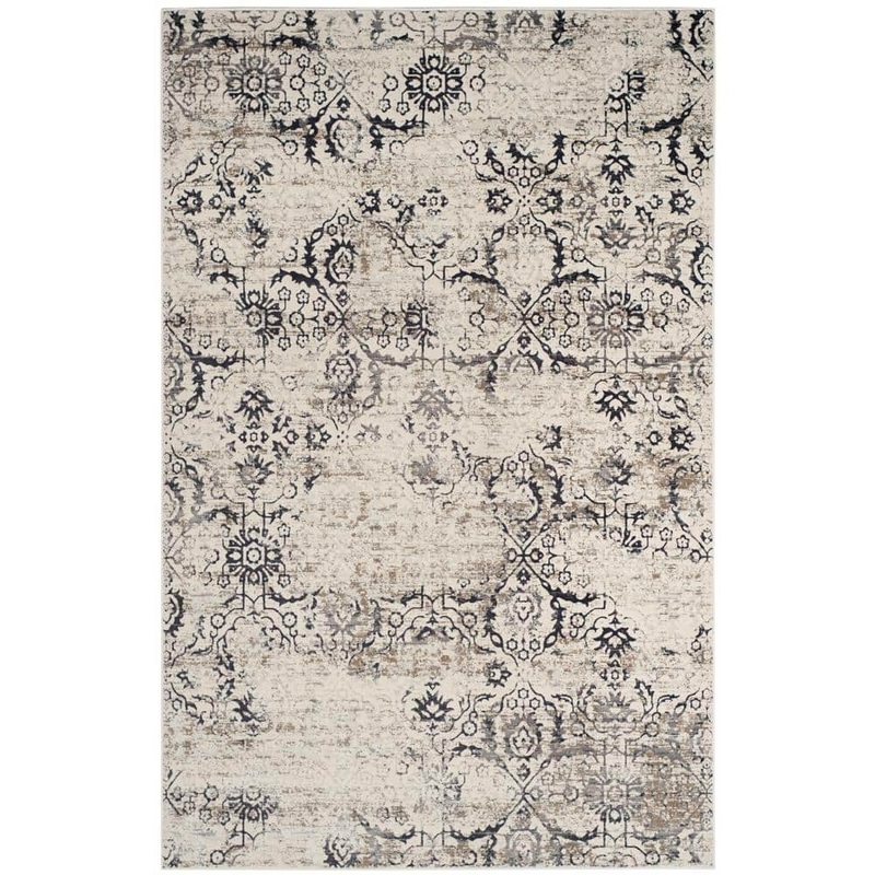 SAFAVIEH Artifact Charcoal/Cream 4 ft. x 6 ft. Floral Area Rug ATF237A-4