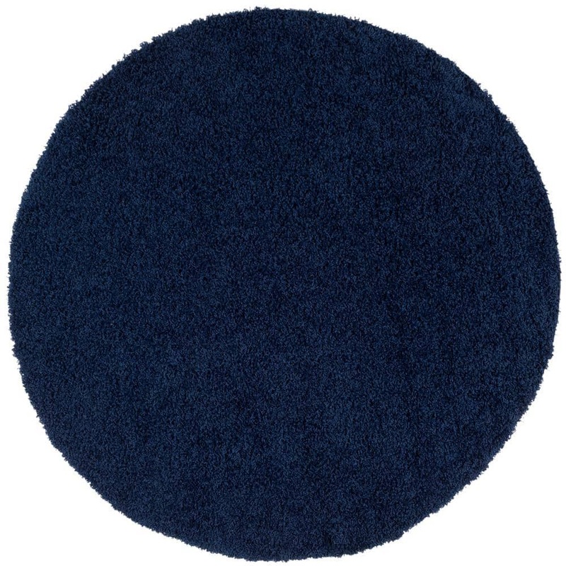 SAFAVIEH Athens Shag Navy 7 ft. x 7 ft. Round Gradient Solid Area Rug SGA119N-7R